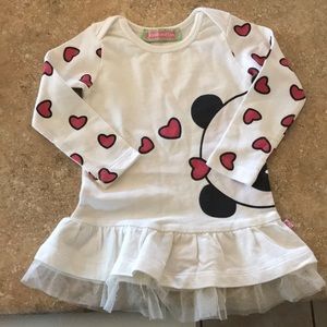 Sophia & Sam 12m toddler dress w hearts and panda, tule and ruffle skirt NWOT